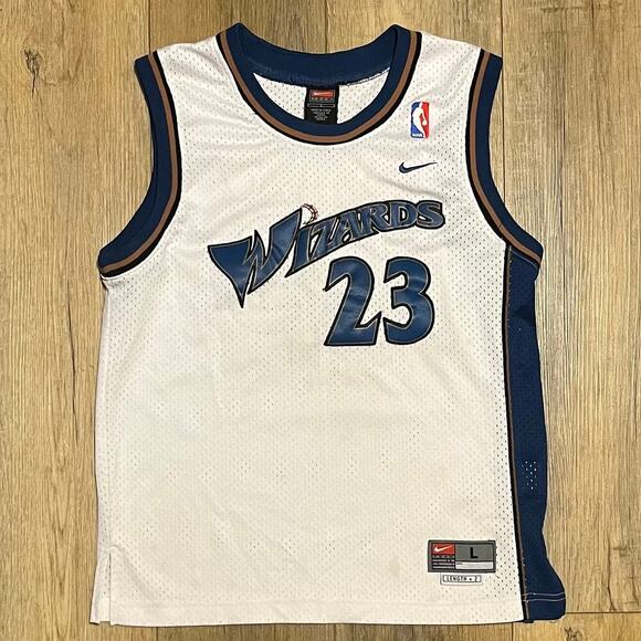 VTG Nike Michael Jordan Washington Wizards Basketball Jersey Youth L White #23 - Picture 1 of 7